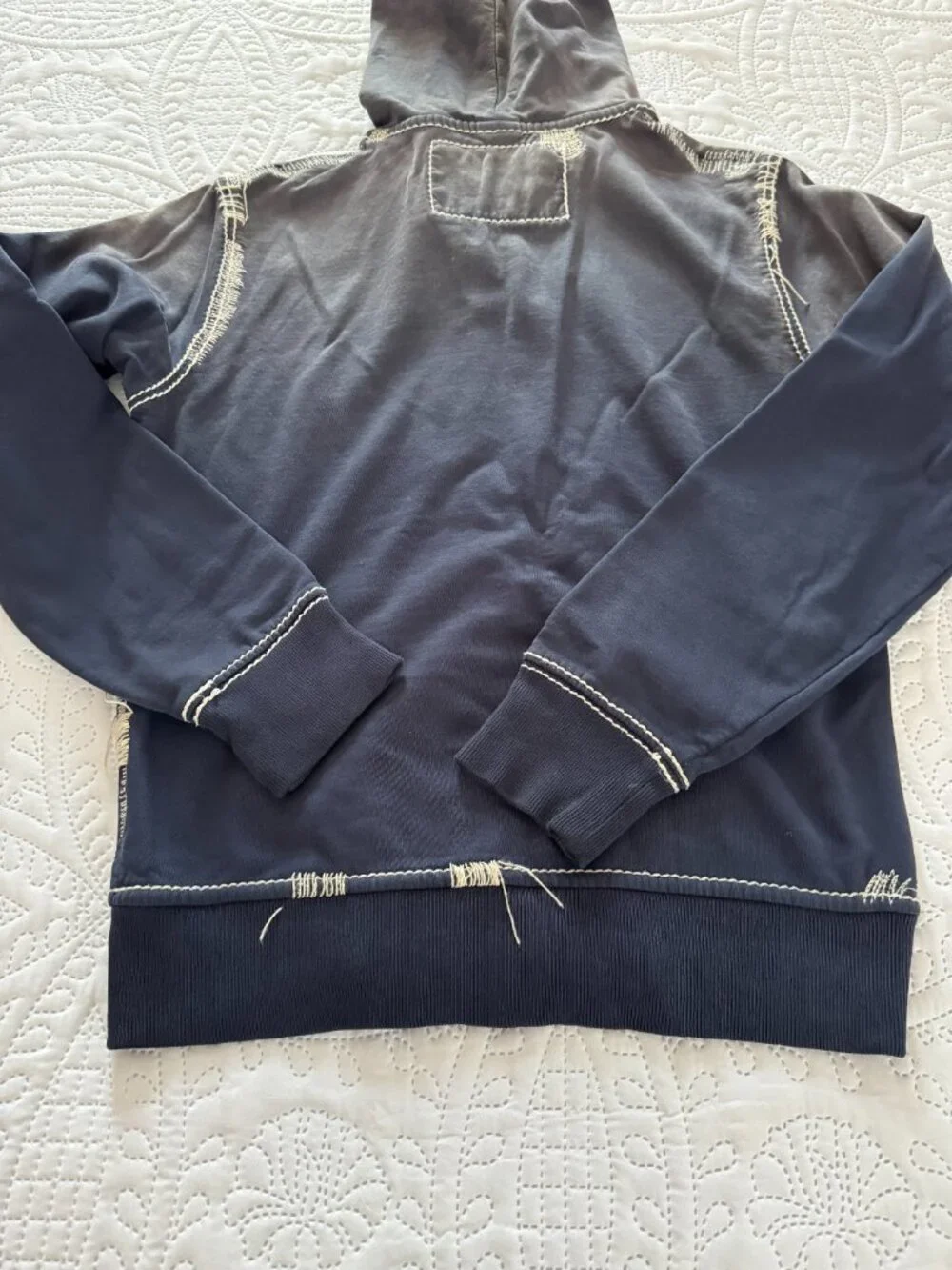 Vintage True Religion Whipstitch Big T Hoodie Switchblade Retail $419 MEDIUM